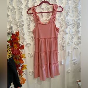 Zenana pink ruffled tank dress